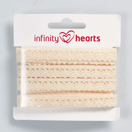 Infinity Hearts nėrinių juostelė poliesteris 11mm 2 ecru - 5m