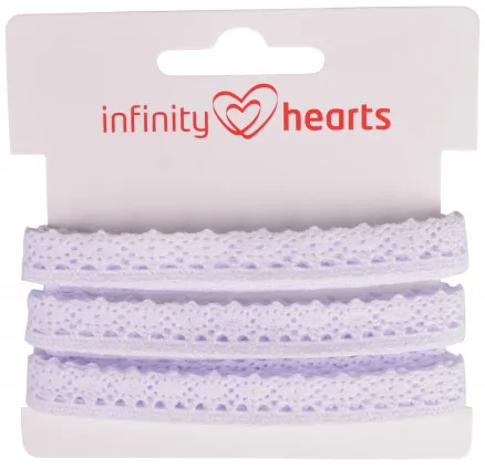Infinity Hearts nėrinių juostelė poliesteris 11mm 01 balta - 5m