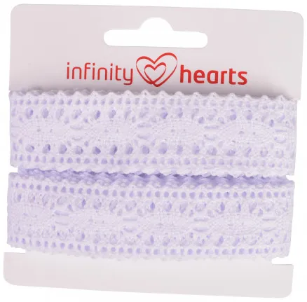 Infinity Hearts poliesterio nėrinių juostelė 25mm 01 balta - 5m