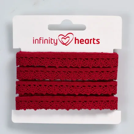 Infinity Hearts nėrinių juostelė poliesteris 11mm 10 vyno raudona - 5m