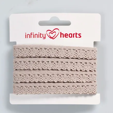 Infinity Hearts Poliesterio nėrinių juostelė 11mm 3 smėlio - 5m