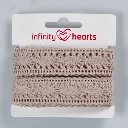 Infinity Hearts nėrinių juostelė poliesteris 25mm 3 smėlio - 5m