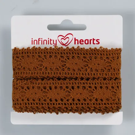 Infinity Hearts nėrinių juostelė poliesteris 25mm 4 ruda - 5m