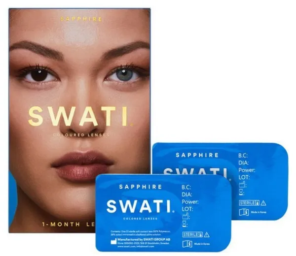 SWATI - Spalvoti kontaktiniai lęšiai 1 mėnuo Sapphire